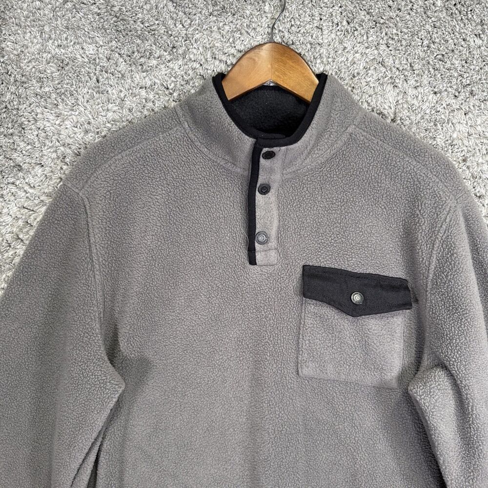 Telluride Clothing Company Men’s Fleece Pullover Snap Button Large Grey Pocket - Picture 2 of 12